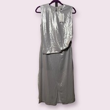 ASOS Metallic Silver Draped Midi Dress 4