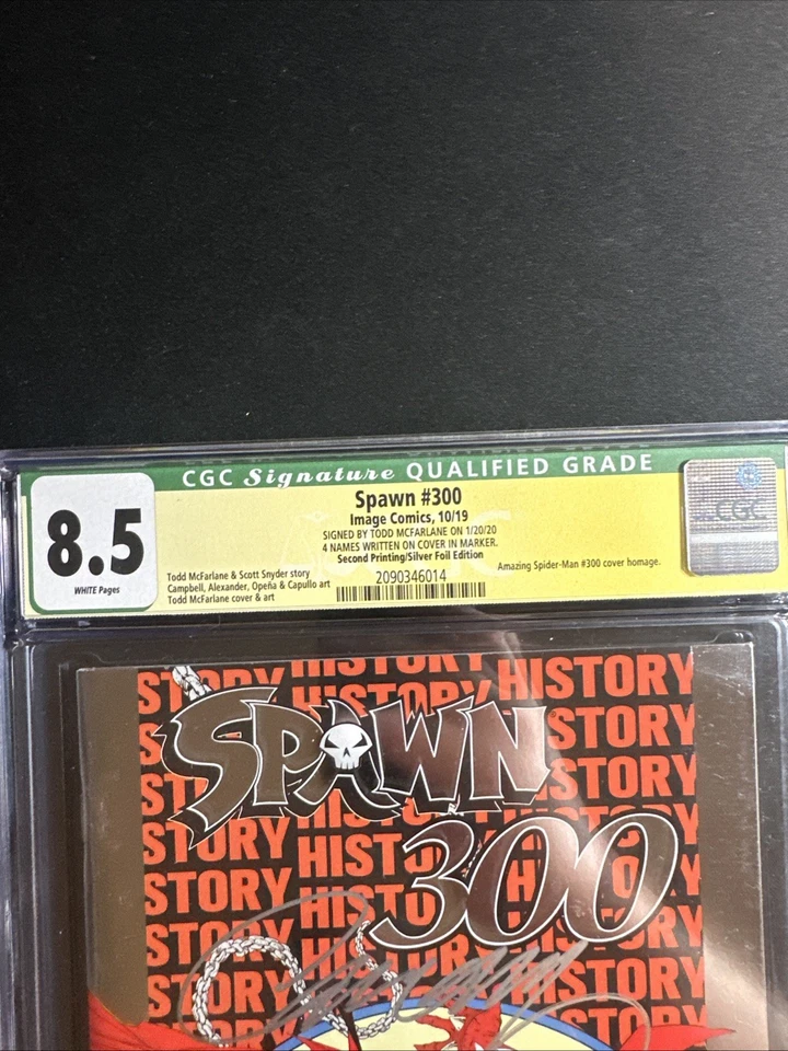 Lámina de plata calificada Spawn #300 CGC 8,5 SS x4 Todd McFarlane Campbell *S12 Foto 2 de 3