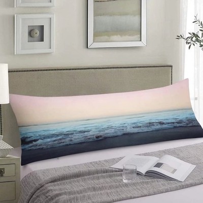 Ocean Body Pillow Cover Wave Beach Seaside Pink Sky Long Case Protector with ...