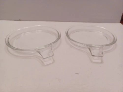 Pyrex 600-B Grab It Dish Plate Lid Corning Clear Glass Vintage USED SET OF 2