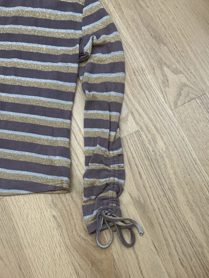 J.O.A. Suéter Cuello Alto Rayas Marrón Claro Plata Dorado Talla S Nunca Usado Sin Etiqueta Foto 4 de 4