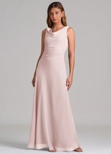 Azazie Nerine Blushing Pink A-Line Pleated Chiffon Dress size custom equal A4