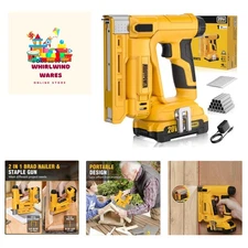 3/8''Crown Stapler, 18 Gauge 2 in 1 Cordless Brad Nailer/Electric Stapler wit...