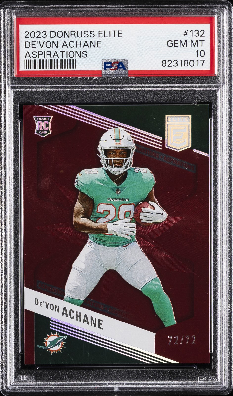 2023 PANINI DONRUSS ELITE ASPIRATIONS #132 DE'VON ACHANE 72/72 PSA 10