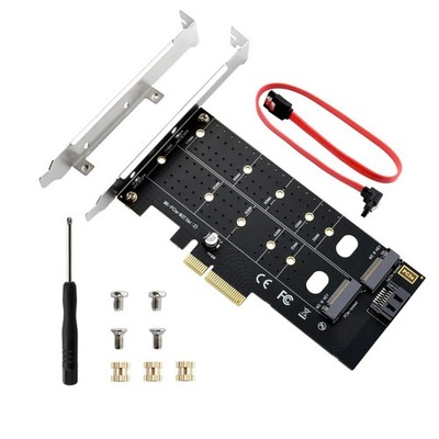 Dual M.2 PCIE Adapter NVME/NGFF to PCIE X4 Expansion Card 32Gbps PCIE NVME SS...