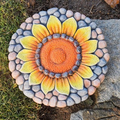 Sunflower Stepping Stones Outdoor Garden - Pavers for Outside Walkway Garden ...