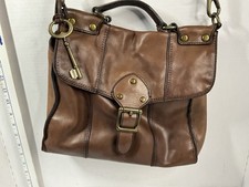 Vintage Fossil Key Leather Messenger Bag Shoulder Whiskey Brown Timeless Work