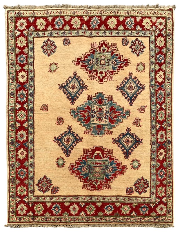 Amazing Hand Knotted Afghan Kazak Wool Area Rug 5.5 x 3.4 Ft
