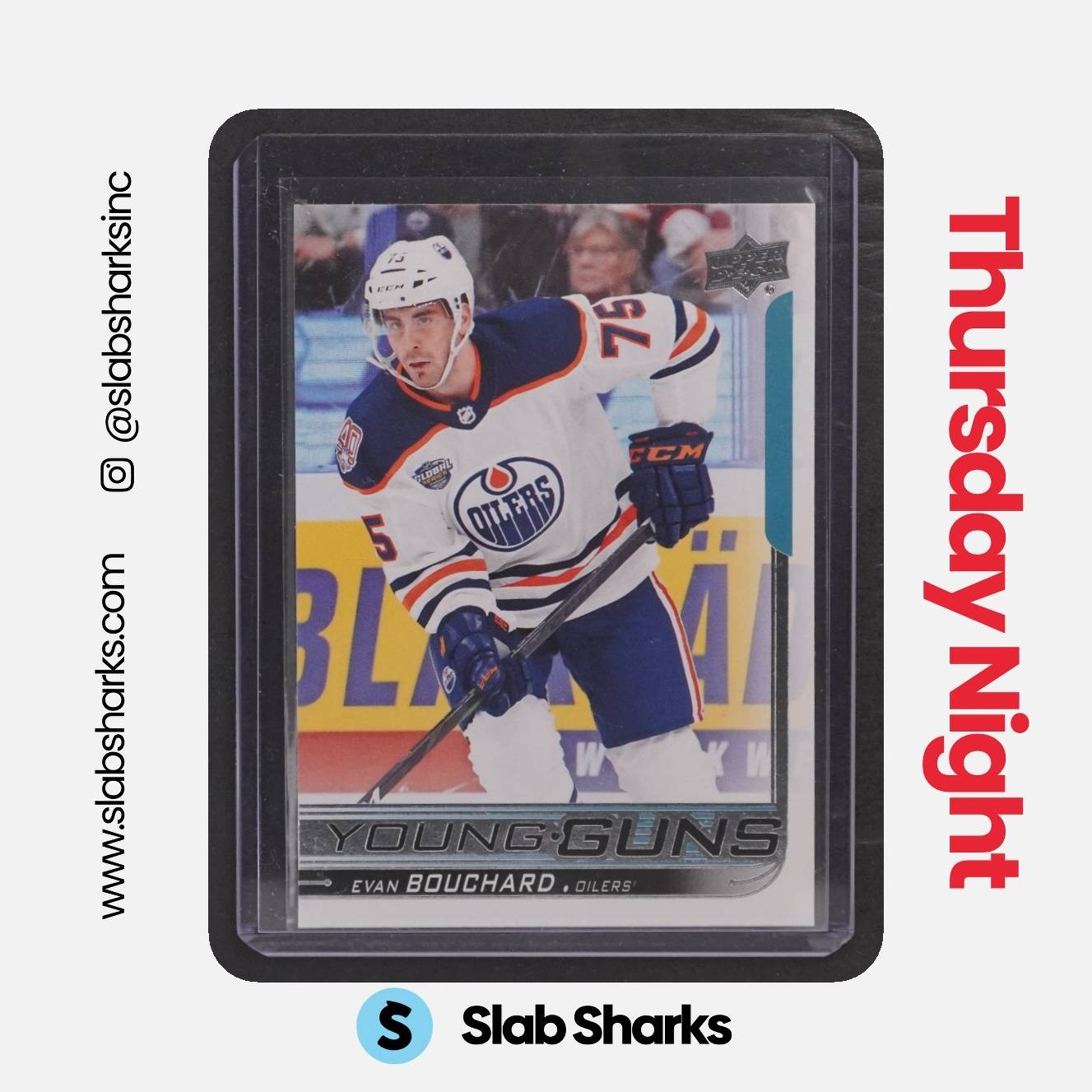 2018 UPPER DECK #221 EVAN BOUCHARD YOUNG GUNS RC ROOKIE