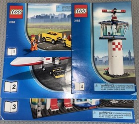 Lego 3182 City Airport Set With Minifigures Manuals Red White Airplane Plane