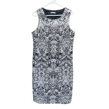 Target Dress 14 Sleeveless A Line Scoop Neck Black White Geometric