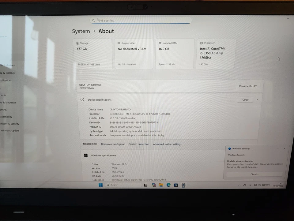 Lenovo ThinkPad X1 Carbon G6 · i5-8350U · 16GB · 500GB, photo 2 of 5