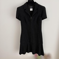 Chanel Boutique Short Sleeve Checkered Flare Dress Size 38 Pre-Owned