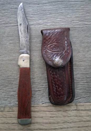 Vintage Case XX Large Coke Bottle Knife 1920 1940 Early Leather Sheath