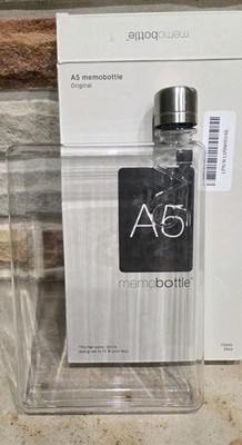 A5 Memobottle Clear 750ml/25oz BPA-Free Flat Water Bottle Hot & Cold