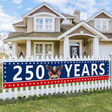 250th Anniversary USA Banner 120" x 20" Patriotic Decoration for Home  Yard