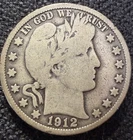 1912 Barber Liberty Head Half Dollar 90% Silver Classic American Coin FS KM116