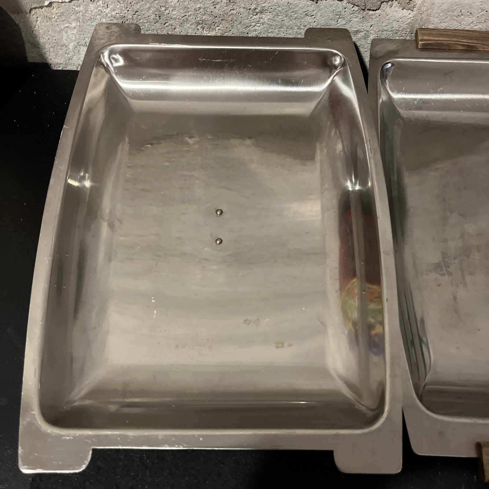 MCM Vtg Kalmar Stainless Steel & Teak Wood Serving Trays + Lid - 3 Piece Set