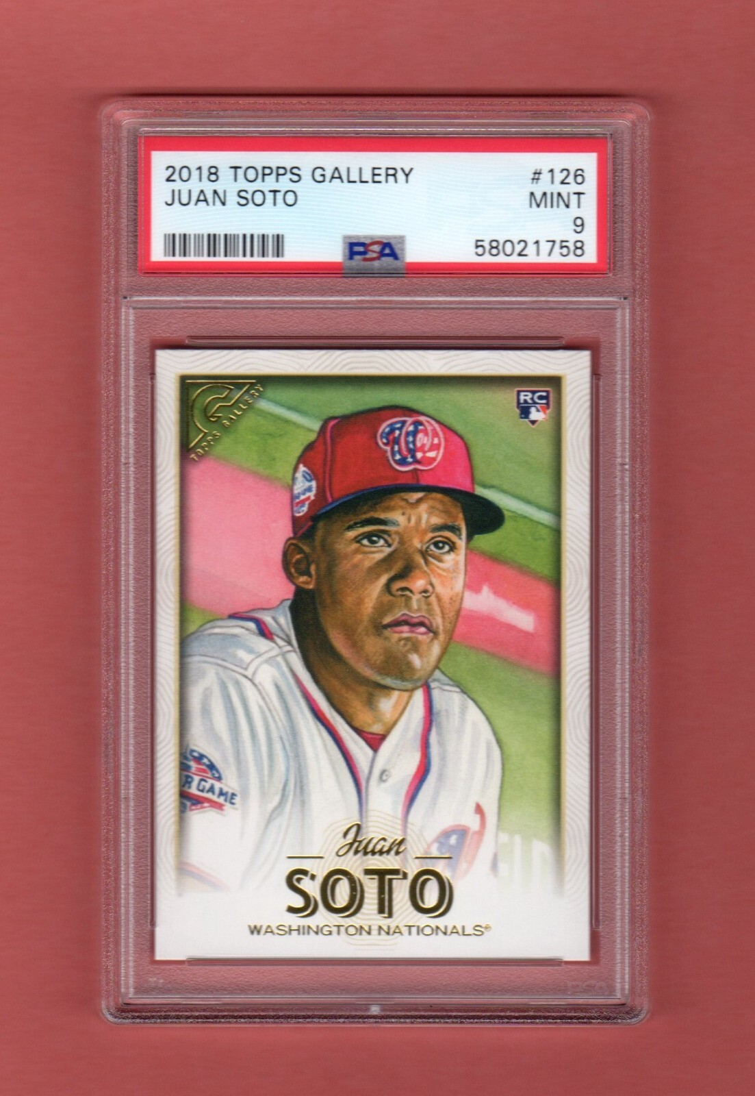 JUAN SOTO 2018 TOPPS GALLERY ROOKIE RC # 126 FRESH PSA 9 MINT NATIONALS PADRES
