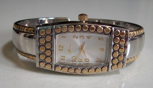 WOMEN'S NUMBER DIAL ROSE GOLD & GOLD FINISH BANGLE CUFF FASHION CASUAL WATCH - Picture 9 of 15