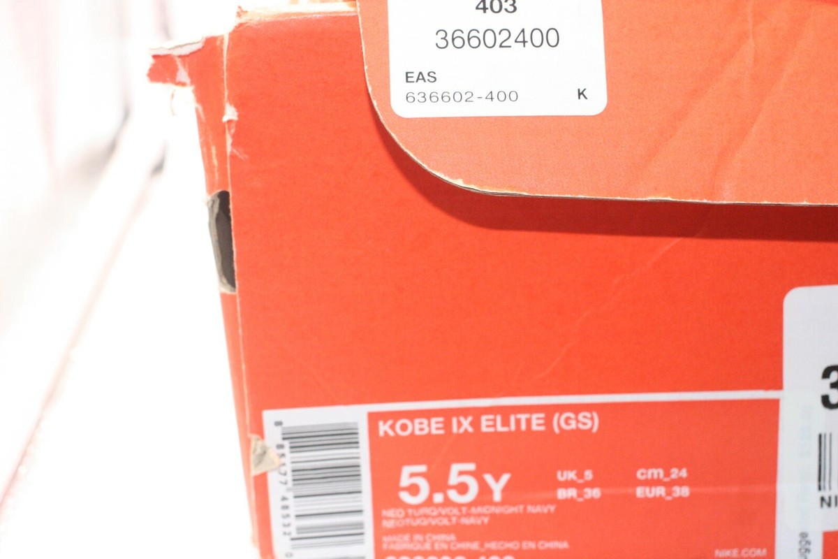 Nike Kobe IX Elite Perspective 5.5Y=Womens sz 7 Neo Turquoise Volt