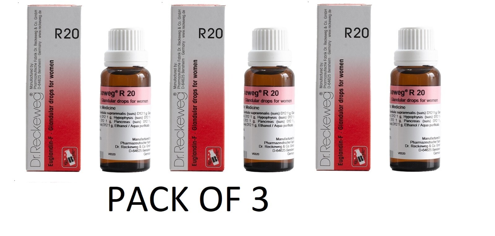 Dr Reckeweg R20 Glandular Drops 22ml Pack of 3 | Women?s Hormone Balance Support