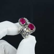 Natural Gemstone Ruby 925 Sterling Silver Adjustable Handmade Women Rings P 042