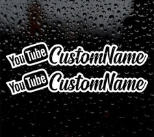 2 X YouTube PERSONALISED NEW LOGO VINYL DECAL STICKER social media you tube