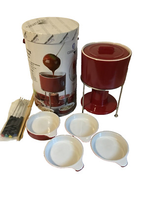 CASAMODA Nesting Deluxe Dessert Fondue Set Red NEW!