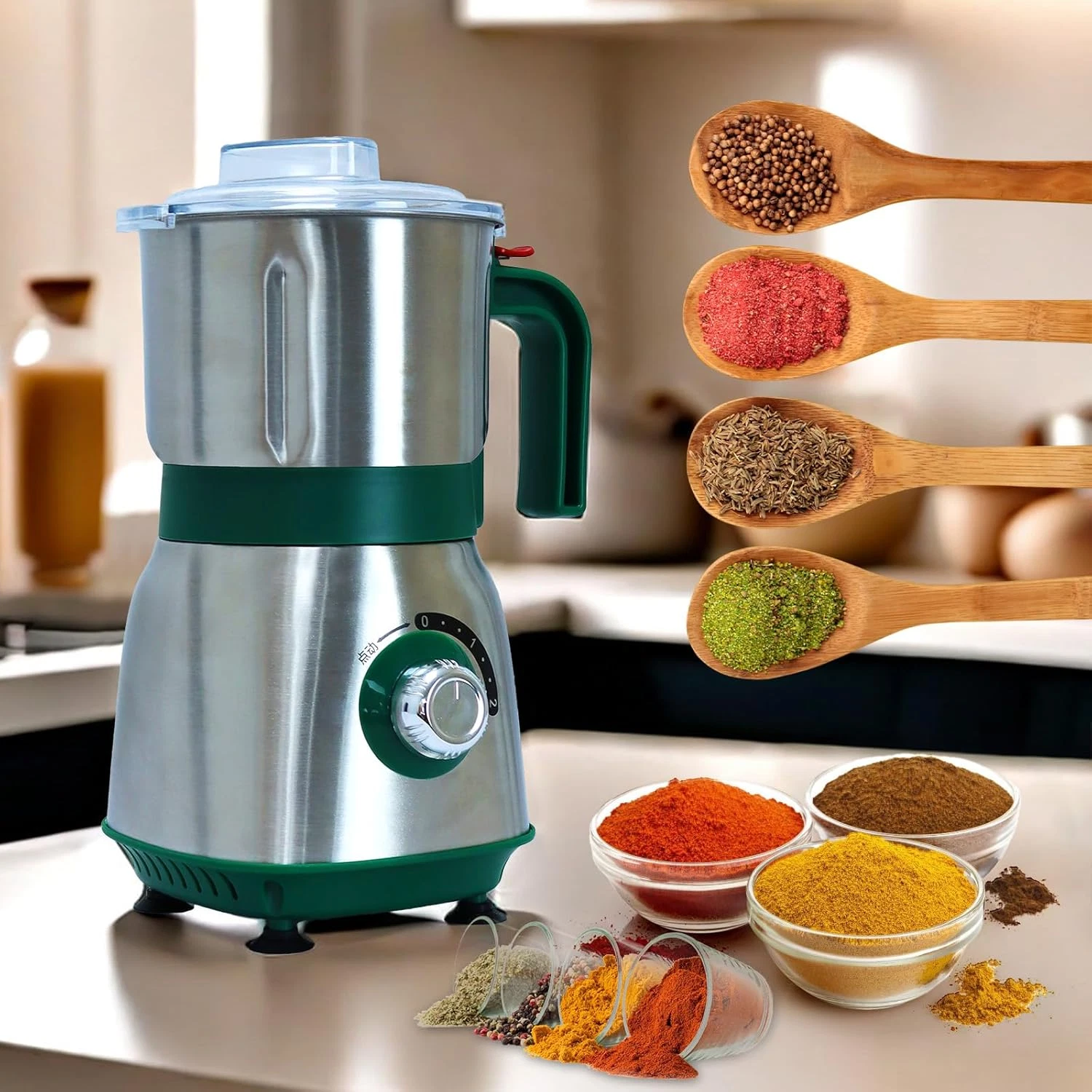 Electric Spice Grinder - 500W Herb & Grain Mill with 3 Stainless Steel Blades
Opens in a new window