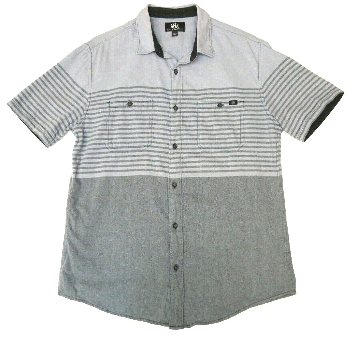 Rock & Republic Short Sleeve Striped Casual Button-Down Shirts for Men