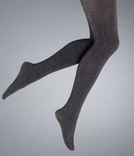 Black Semi-Sheer Metallic Shimmer Sparkle Women Tights