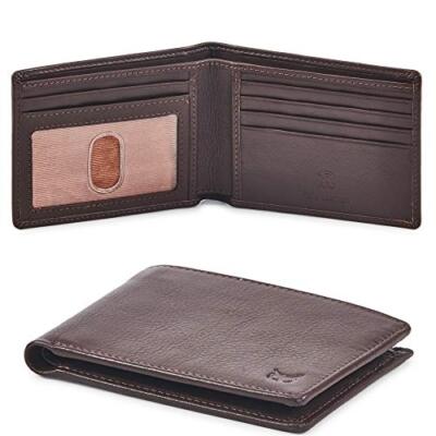 Real Leather Bifold Wallet RFID Blocking Slim Minimalist Front Pocket 