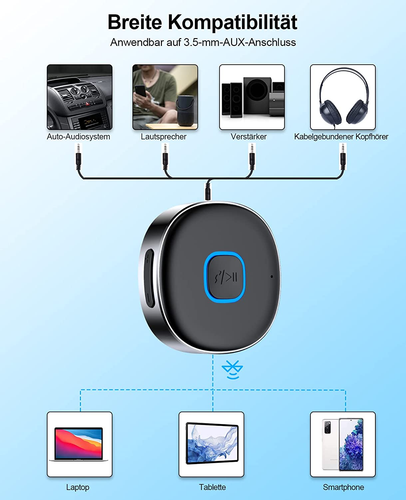 Ricevitore Bluetooth Auto AUX, Adattatore Bluetooth 5.0 Aux Cancellazione Rumore - Foto 6 di 8