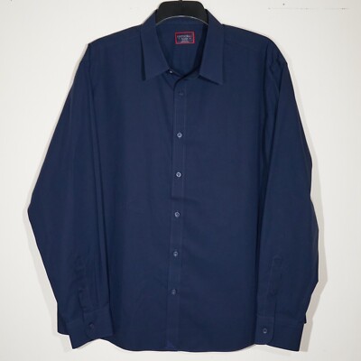 Untuckit Herren Hemd dunkelblau CASTELLO faltenfrei Kragen Regular Fit XXL