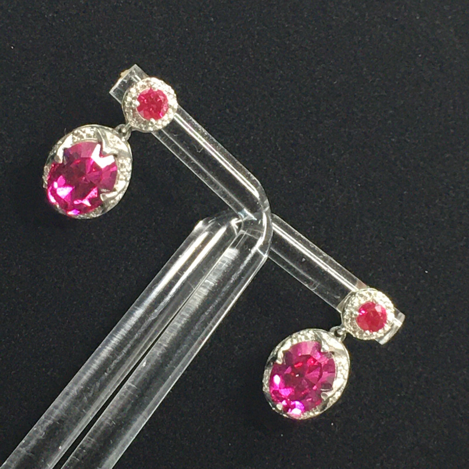 KARIS Sterling Silver Simulated Ruby Dangle Earri… - image 14