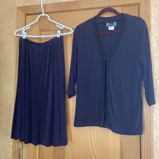 Slinky brand Women's open front tunic top and skirt purple M USA Made