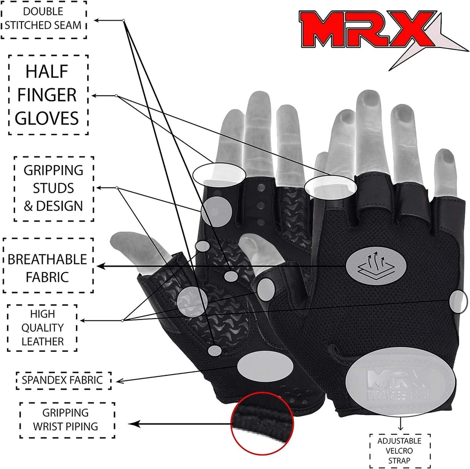 US Men/Women Gym Gloves Workout Weight Lifting Bodybuilding Exercise Cycling MRX - Image 3 of 4