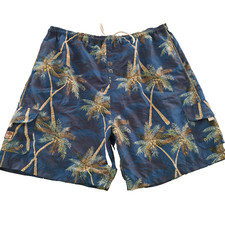 Men's XXL Swim Trunks Board Shorts Cargo Pockets Drawstring Blue Calypso Joe