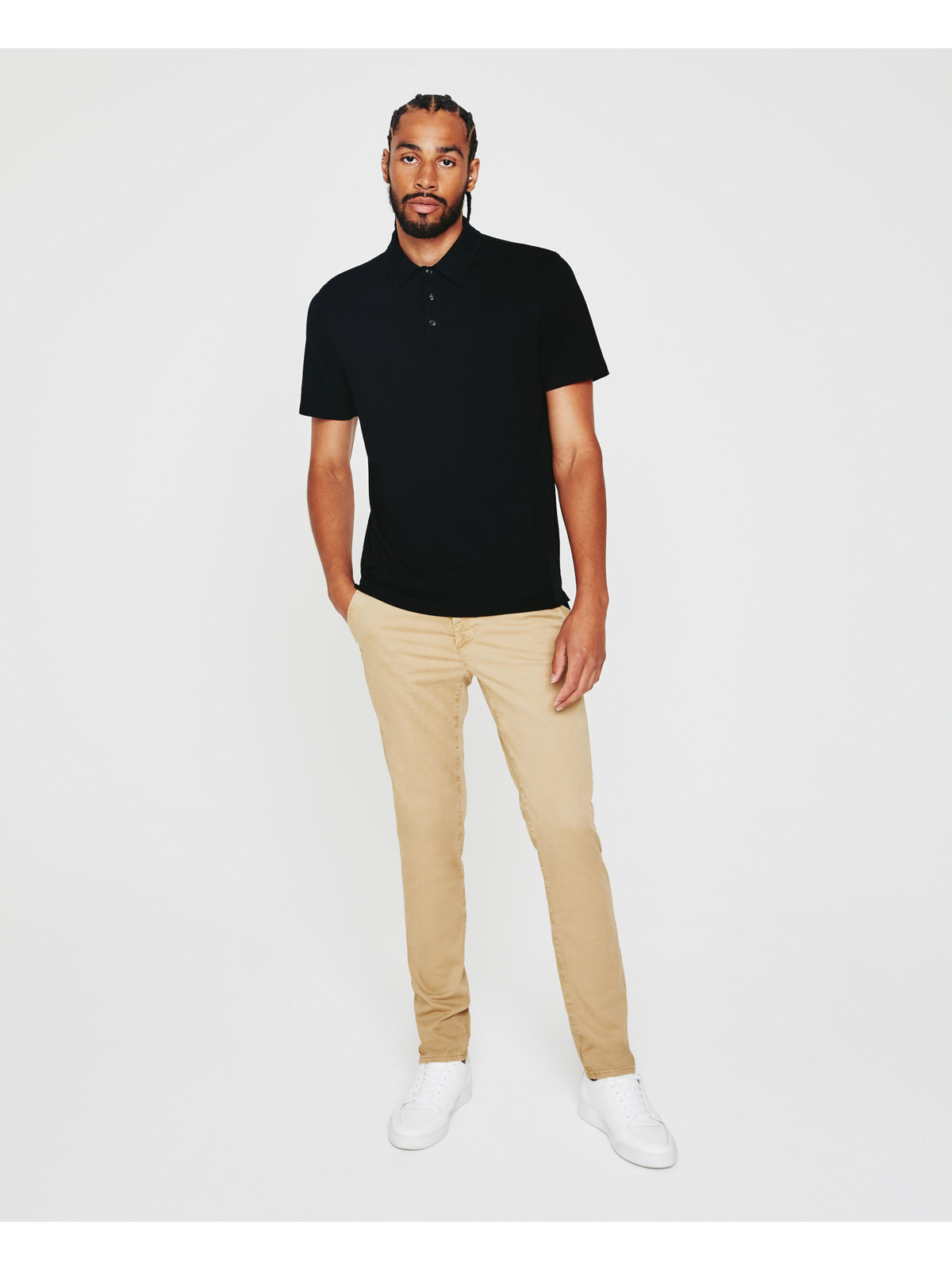 Мужские брюки-чино AG Jamison бежевого цвета с плоской передней частью, зауженные к низу, облегающего кроя W31\ L32