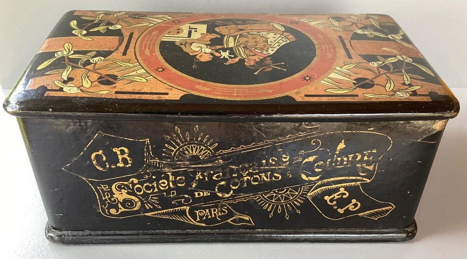 Boîte En Carton Bouilli Napoléon III Société Française De Cotons À Coudre - Photo 3/4