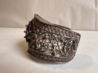 Bracelet Manchette En Argent Massif 925 - Style Ethnique Vintage, Ajustable, Unisexe, Occasion