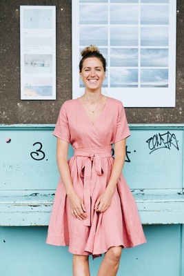 Linen Bridesmaids, Romantic Wrap Short Dress
