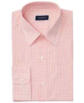 Club Room Men's Slim-Fit Check Dress Shirt Peach 15.5 32-33 | eBay
