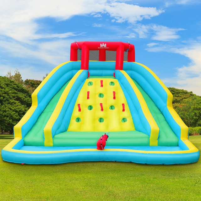 kahuna twin falls outdoor inflatable splash pool backyard water slide park
