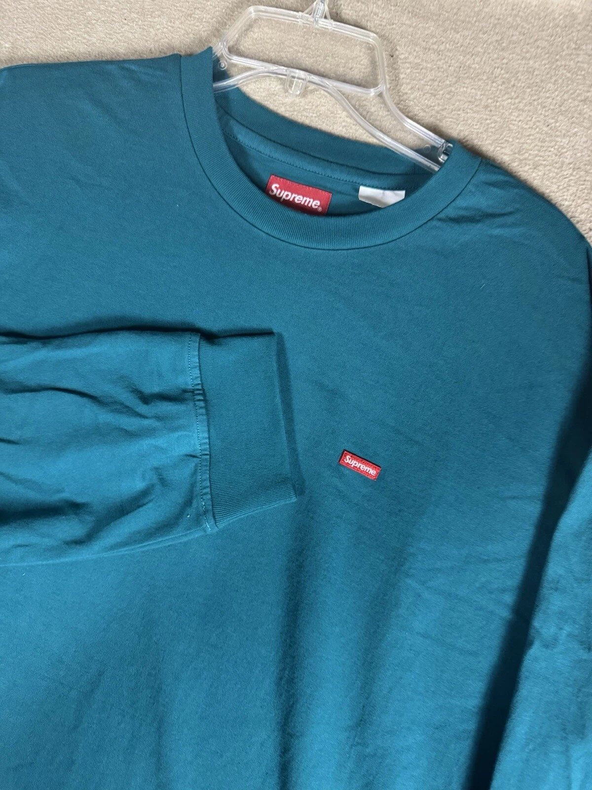 Supreme Box T shirt manches longues sarcelle homme grand Y2K élégant skateboard