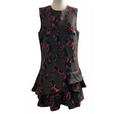 Banana Republic Women Size 8 Green Pink Dress Ruffle | 5-437