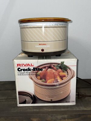 Vintage Rival CROCK ETTE 1 Quart Stoneware Slow Cooker Model 3200 Almond