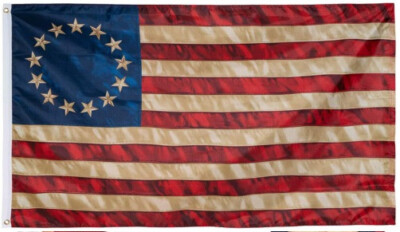 Betsy Ross Flag 3x5 Ft Vintage Tea Stained 13 Stars American Flags Colonial 100D