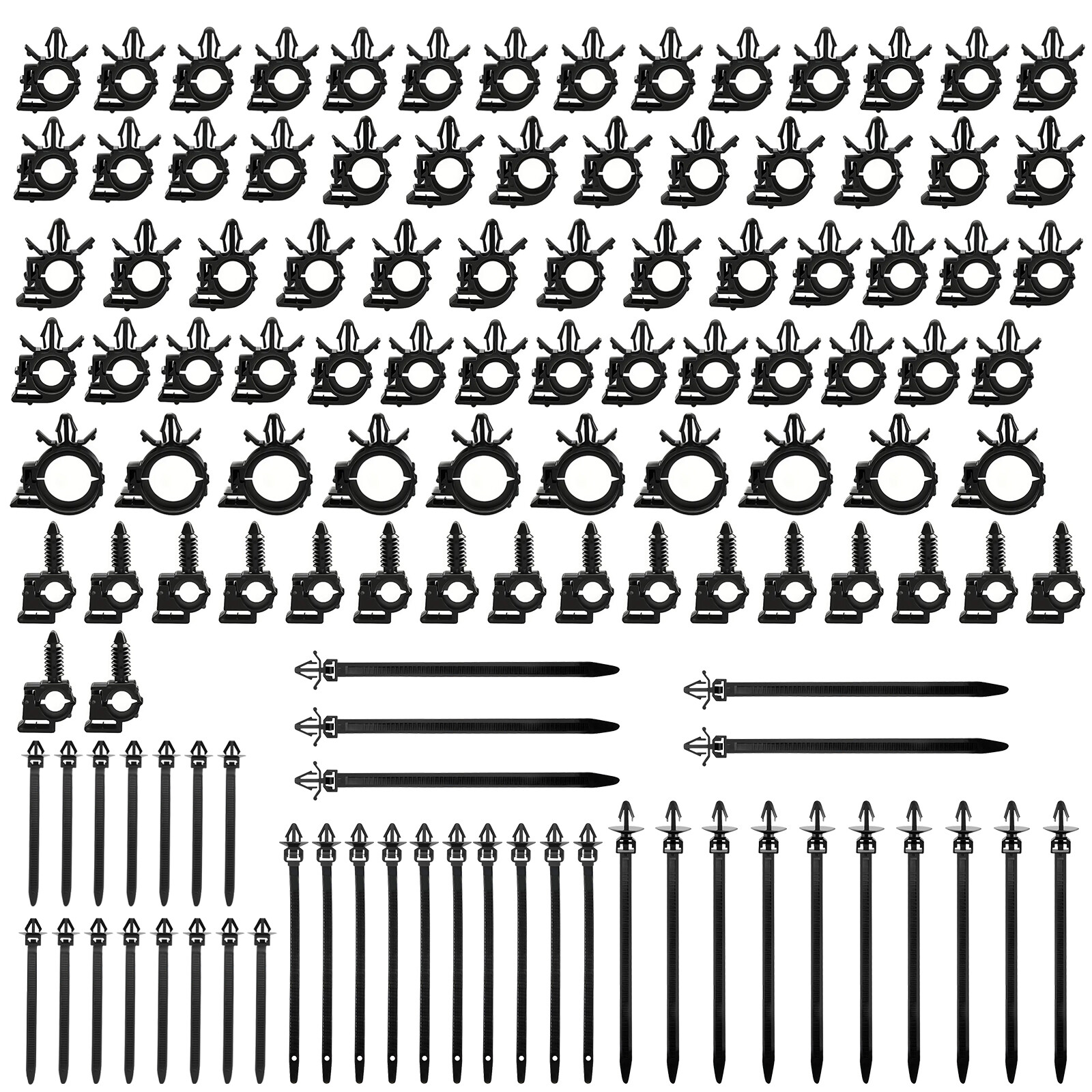 130pcs Automotive Wire Harness Routing Clip Assortment for GM 3/8 to 3/4 Inch Loom